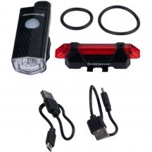 Zestaw lampek rowerowych Dunlop Led, ładowanie USB, tył+przód 473758