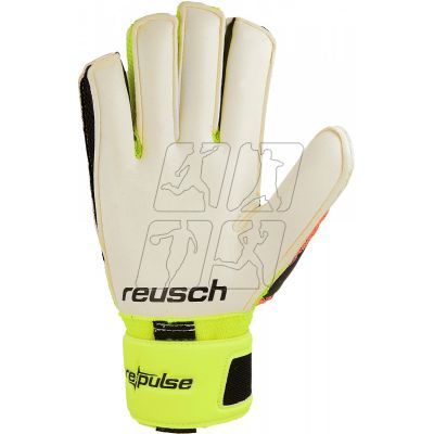 Rękawice bramkarskie marki Reusch model Re:pulse Prime G2 Ortho-Tec 36 70 901 783 w kolorze pomarańczowo-żółtym
