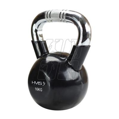 4. Kettlebell żeliwny uchwyt chrom radełkowany HMS KTC16 BLACK 