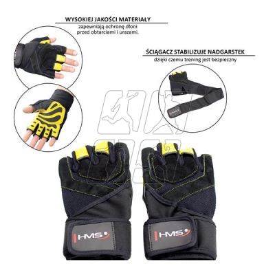 10. Rękawice na siłownię Black/Yellow HMS RST01 r.S