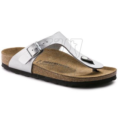 7. Japonki damskie Birkenstock Gizeh Birko-Flor srebrne regular szerokie (0043851)