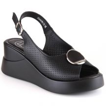 Skórzane sandały na koturnie  Filippo W DS4406 czarne
