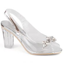 Transparentne sandały Potocki W WOL229B srebrne