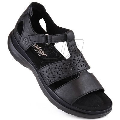 Skórzane komfortowe sandały Rieker W RKR668 czarne