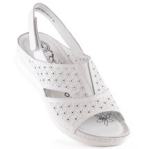 Skórzane sandały komfortowe z gumką na rzep eVento W 5850 białe