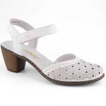 Skórzane komfortowe sandały Rieker W RKR650 białe