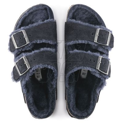 4. Klapki ocieplane Birkenstock Arizona VL Shearling Midnight skóra zamszowa szerokie regular (1020592)