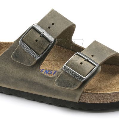 2. Klapki damskie/męskie Birkenstock Arizona Soft Footbed Oiled Leather Narrow Faded Khaki na wąską stopę olejowana skóra (1019377)