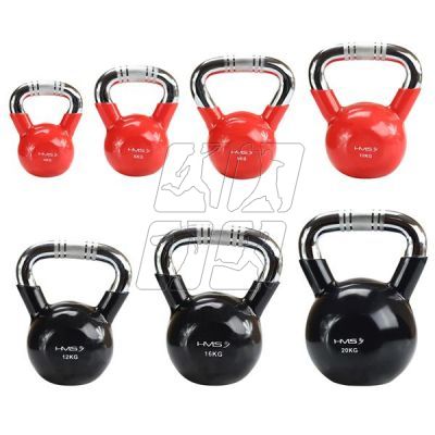 9. Kettlebell żeliwny uchwyt chrom radełkowany HMS KTC06 RED 