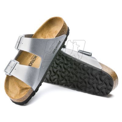 2. Klapki damskie Birkenstock srebrne Arizona Birko-Flor Silver regular szerokie (1012282)