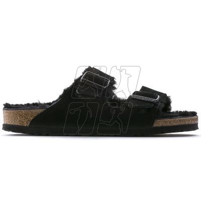 6. Klapki damskie ocieplane z wełną owczą Birkenstock Arizona VL Shearling Black skóra zamszowa regular szerokie (0752661)