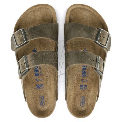 6. Klapki damskie/męskie Birkenstock Arizona Soft Footbed Oiled Leather Narrow Faded Khaki na wąską stopę olejowana skóra (1019377)