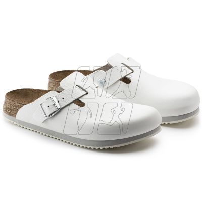 5. Chodaki męskie Birkenstock Boston Super Grip White skóra naturalna medyczne lekarskie klapki regular szerokie (0060134)