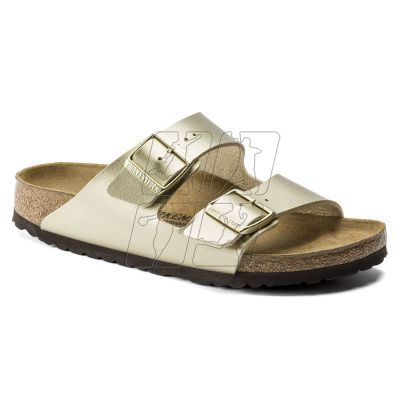 8. Klapki damskie Birkenstock Arizona Birko-Flor Gold złote regular szerokie (1016110)