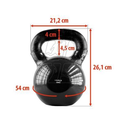 23. Kettlebell żeliwny pokryty winylem black HMS KNV20 