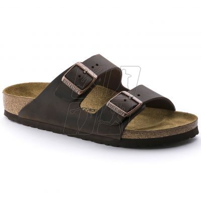 2. Klapki damskie/męskie brązowe Birkenstock Arizona Nubuk Habana narrow wąskie (52533)