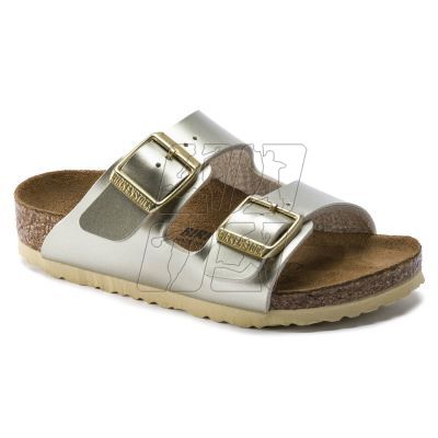 5. Klapki dziewczęce Birkenstock Arizona Kids Birko-Flor Electric Metallic Gold narrow wąskie (1014841)