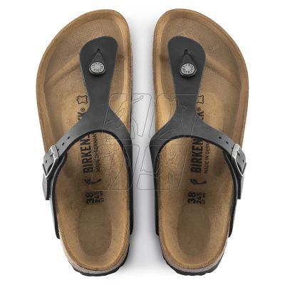 9. Japonki damskie/męskie Birkenstock Gizeh NU Oiled Black Regular olejowana skóra na szeroką stopę (0845251)