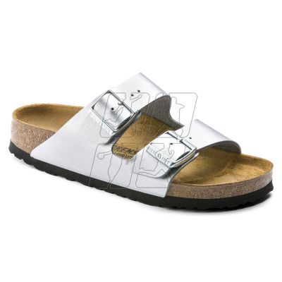 8. Klapki damskie Birkenstock srebrne Arizona Birko-Flor Silver regular szerokie (1012282)