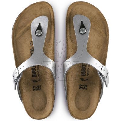 5. Japonki damskie Birkenstock Gizeh Birko-Flor srebrne regular szerokie (0043851)