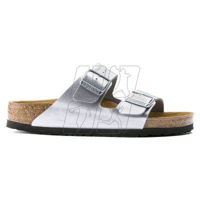 7. Klapki damskie Birkenstock srebrne Arizona Birko-Flor Silver regular szerokie (1012282)