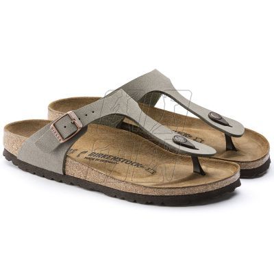 2. Japonki męskie szare Birkenstock Gizeh Birko-Flor Nubuck Stone regular szerokie (43391)