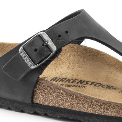 5. Japonki damskie/męskie Birkenstock Gizeh NU Oiled Black Regular olejowana skóra na szeroką stopę (0845251)