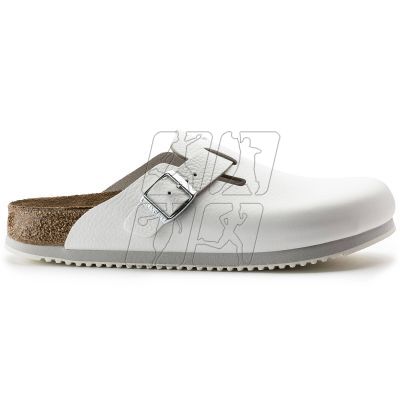 6. Chodaki męskie Birkenstock Boston Super Grip White skóra naturalna medyczne lekarskie klapki regular szerokie (0060134)