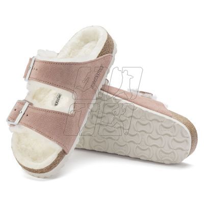 3. Klapki ocieplane Birkenstock Arizona Suede Leather Shearling Pink Clay LAF wąskie narrow (1023258)