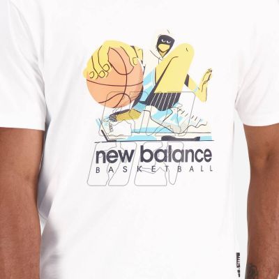 5. Koszulka New Balance Hoops Cotton Jersey Short Wt M MT31589WT