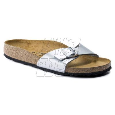 4. Klapki damskie Birkenstock Madrid Birko-Flor Silver srebrne regular szerokie (0040411)