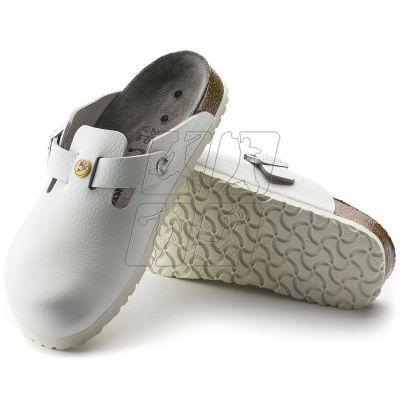 7. Chodaki damskie Birkenstock Boston ESD White skóra naturalna klapki medyczne narrow wąskie (0061378)