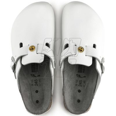 8. Chodaki damskie Birkenstock Boston ESD White skóra naturalna klapki medyczne narrow wąskie (0061378)