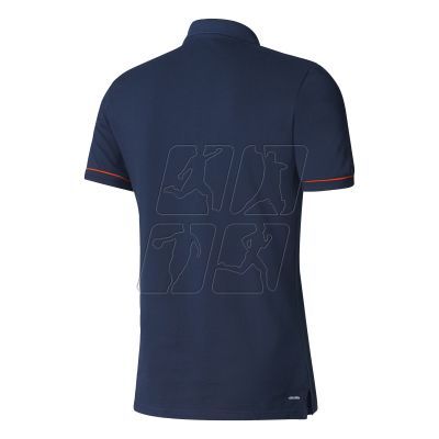 Koszulka piłkarska polo adidas Tiro 17 M BQ2689 w kolorze granatowym, wykonana z bawełny z dodatkiem poliestru, posiada technologię climalite
