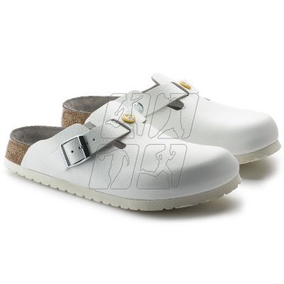 6. Chodaki damskie Birkenstock Boston ESD White skóra naturalna klapki medyczne narrow wąskie (0061378)