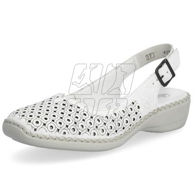 5. Skórzane komfortowe sandały Rieker W RKR665 białe