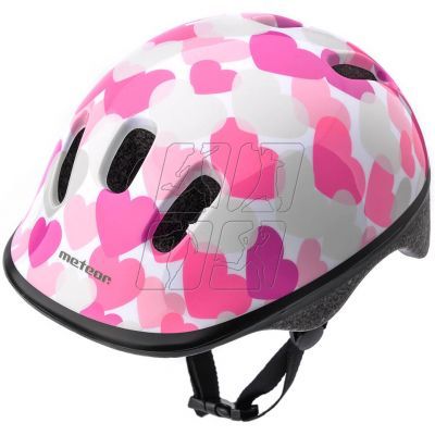 4. Kask rowerowy Meteor KS06 Hearts pink roz XS 44-48cm Jr 24818