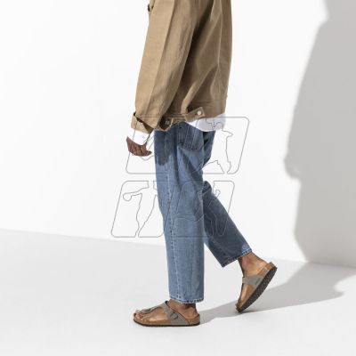 8. Japonki damskie szare-beżowe Birkenstock Gizeh Birko-Flor Nubuck Stone regular szerokie (43391)