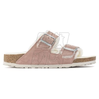 8. Klapki ocieplane Birkenstock Arizona Suede Leather Shearling Pink Clay LAF wąskie narrow (1023258)