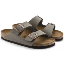 Klapki damskie/męskie Birkenstock Arizona Birko-Flor Nubuck Stone regular szerokie szare (0151211)