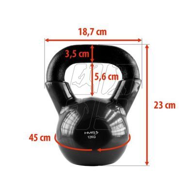 18. Kettlebell żeliwny pokryty winylem HMS KNV12 BLACK 