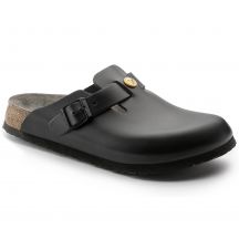 Chodaki damskie Birkenstock Boston ESD Black skóra naturalna klapki medyczne narrow wąskie (0061368)