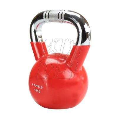 18. Kettlebell żeliwny uchwyt chrom radełkowany HMS KTC10 RED 