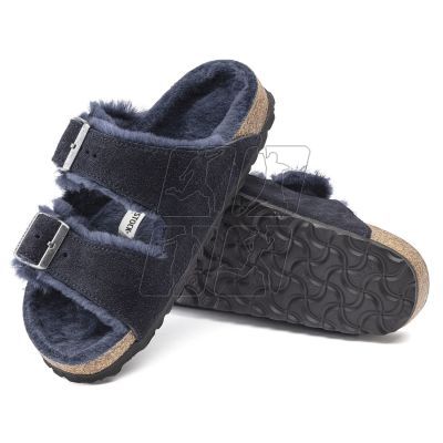 3. Klapki ocieplane Birkenstock Arizona VL Shearling Midnight skóra zamszowa szerokie regular (1020592)