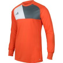Koszulka bramkarska adidas Assita 17 M AZ5398 w kolorze pomarańczowym, posiada ochraniacze w łokciach, ponadto została wyposażona w technologię climalite