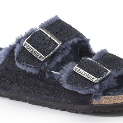 2. Klapki ocieplane Birkenstock Arizona VL Shearling Midnight skóra zamszowa szerokie regular (1020592)