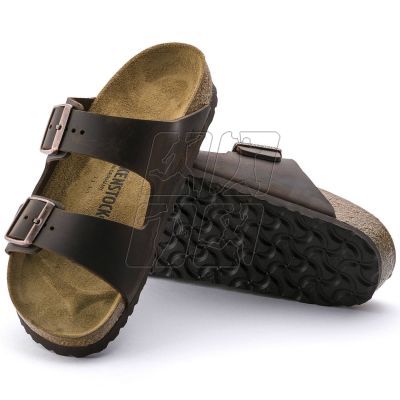 3. Klapki damskie/męskie brązowe Birkenstock Arizona Nubuk Habana narrow wąskie (52533)