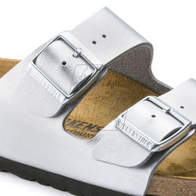 3. Klapki damskie Birkenstock srebrne Arizona Birko-Flor Silver regular szerokie (1012282)