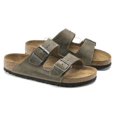 3. Klapki damskie/męskie Birkenstock Arizona Soft Footbed Oiled Leather Narrow Faded Khaki na wąską stopę olejowana skóra (1019377)