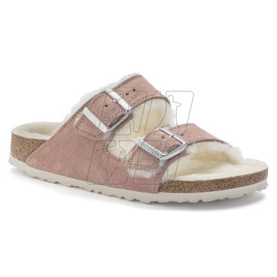 5. Klapki ocieplane Birkenstock Arizona Suede Leather Shearling Pink Clay LAF wąskie narrow (1023258)